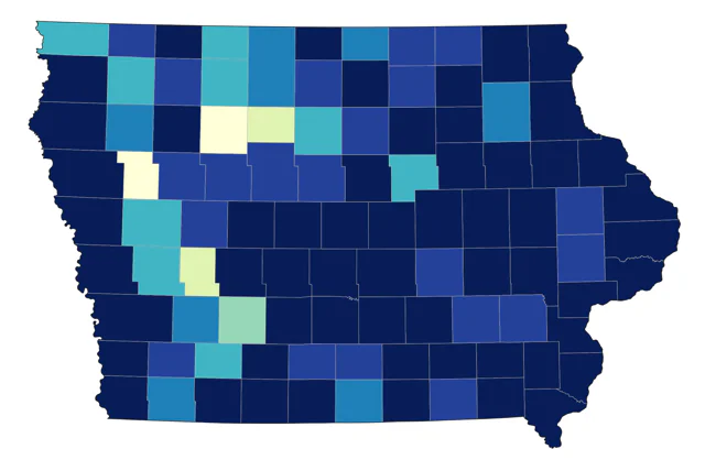 Yellow-billed Cuckoo county map