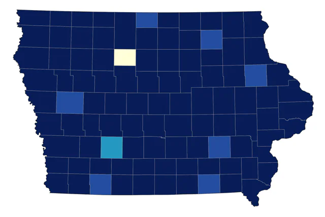 Yellow-rumped Warbler county map