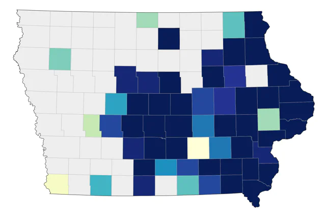Yellow-throated Warbler county map