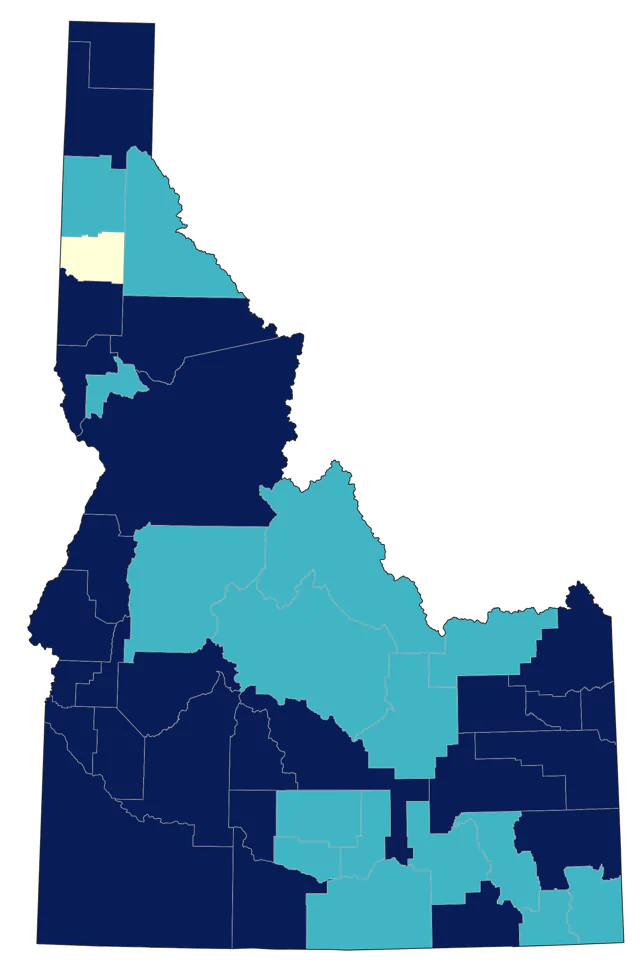 American Pipit county map