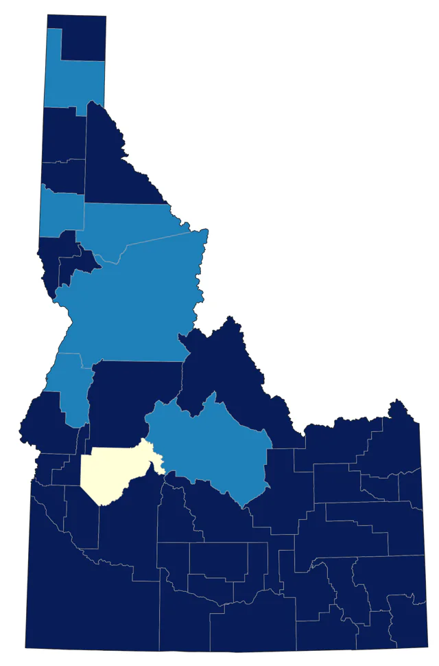 American White Pelican county map