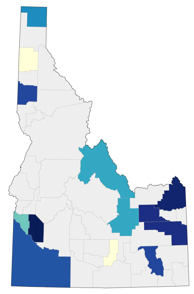 Black-and-white Warbler county map