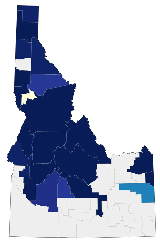 Black-backed Woodpecker county map