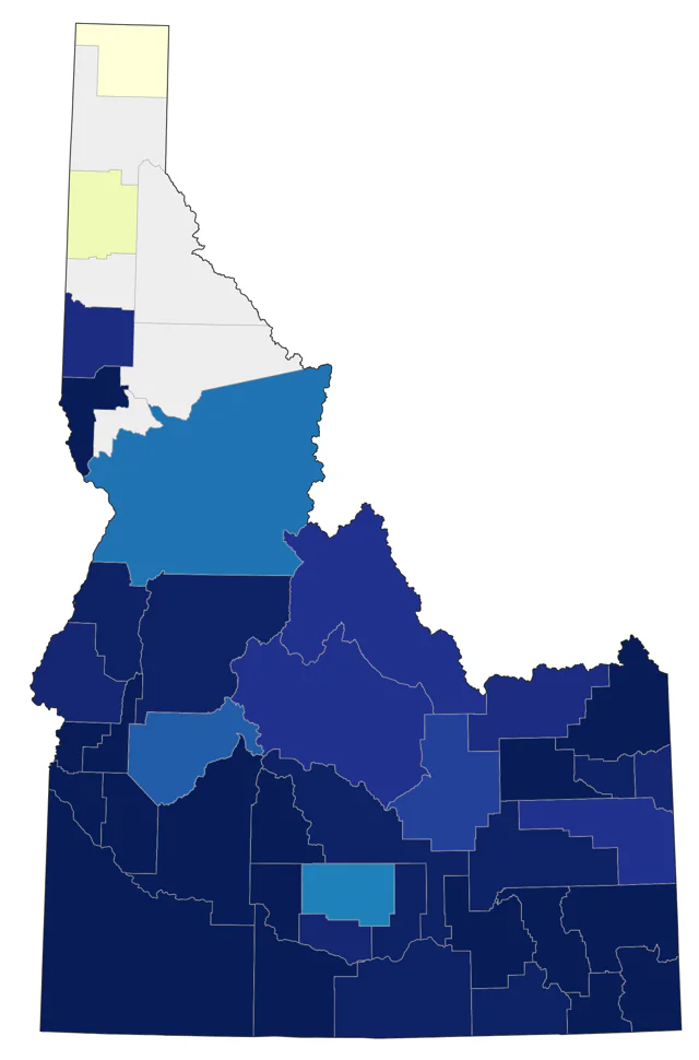 Black-crowned Night Heron county map