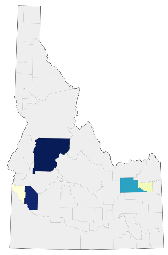 Black-throated Blue Warbler county map