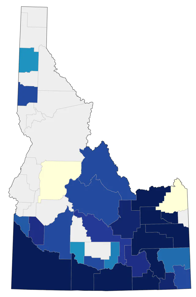 Black-throated Gray Warbler county map