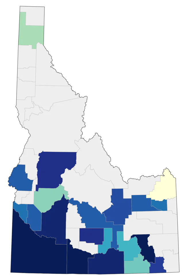 Black-throated Sparrow county map
