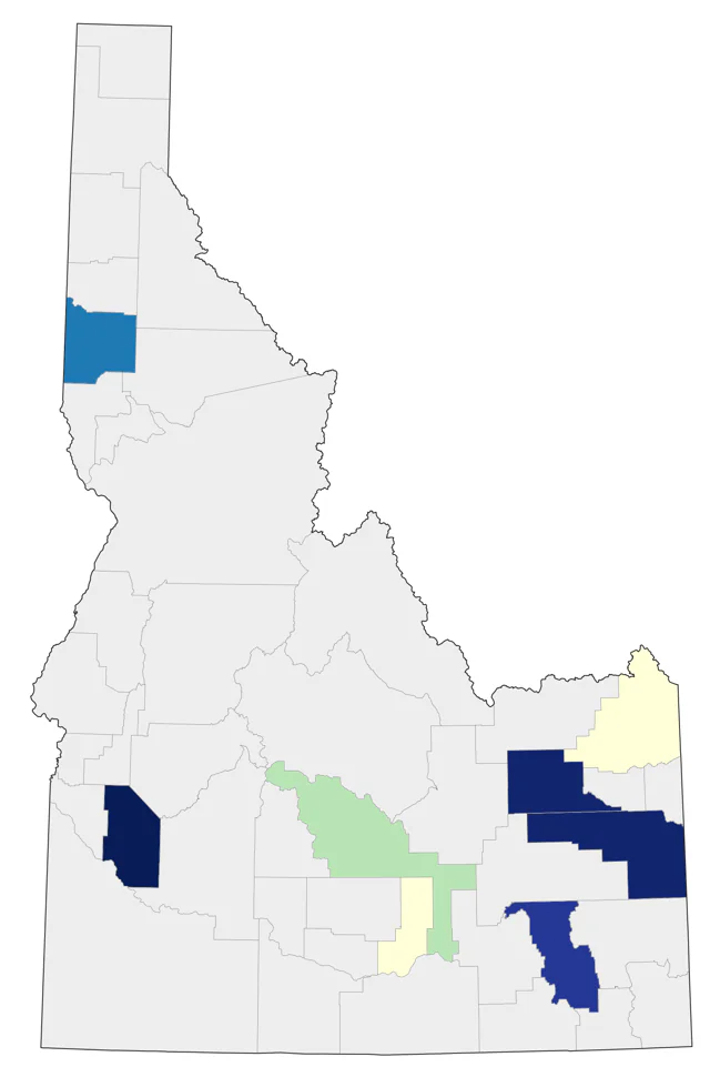 Blackpoll Warbler county map