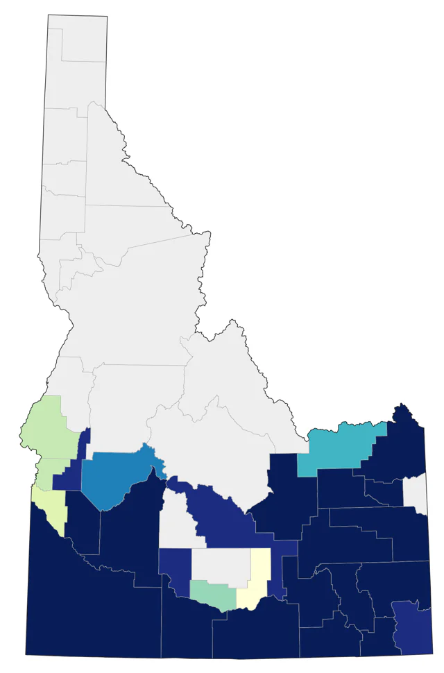 Blue-gray Gnatcatcher county map
