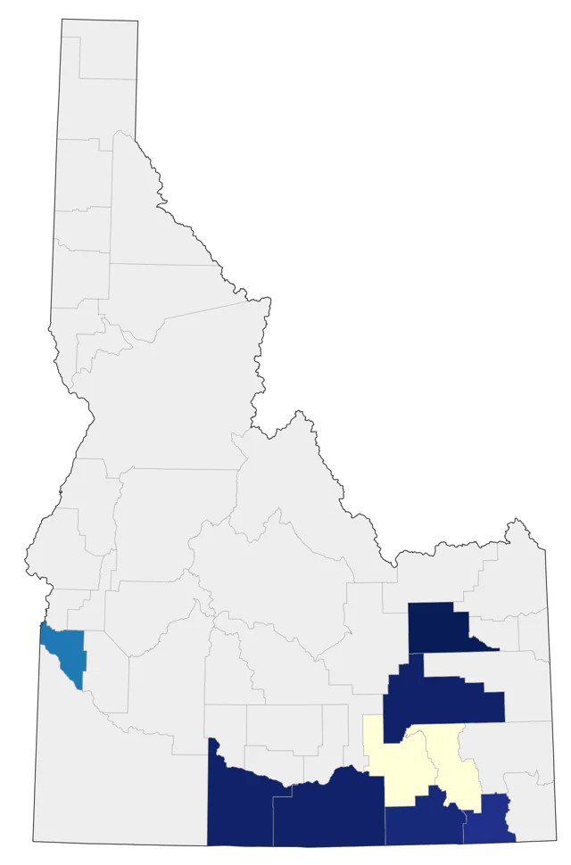 Blue Grosbeak county map