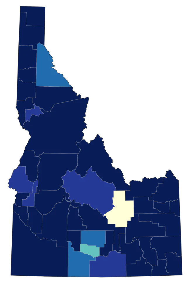 Blue-winged Teal county map