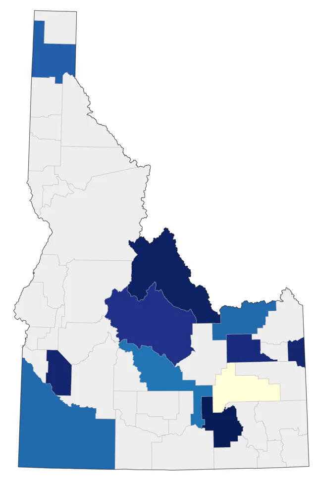 Brown Thrasher county map