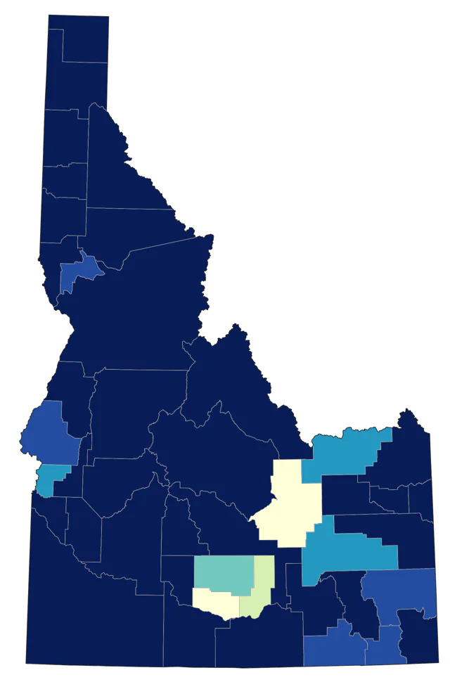 Calliope Hummingbird county map