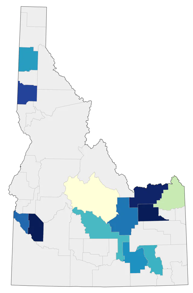 Chestnut-sided Warbler county map