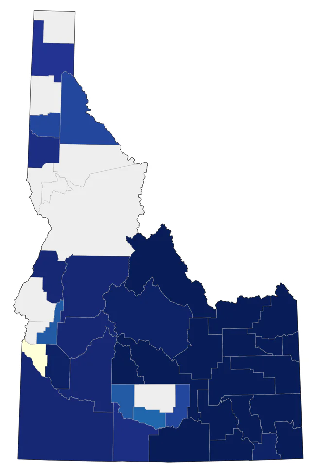 Common Grackle county map