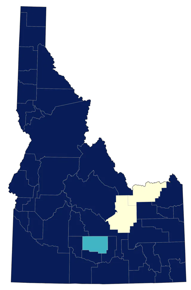 Common Merganser county map