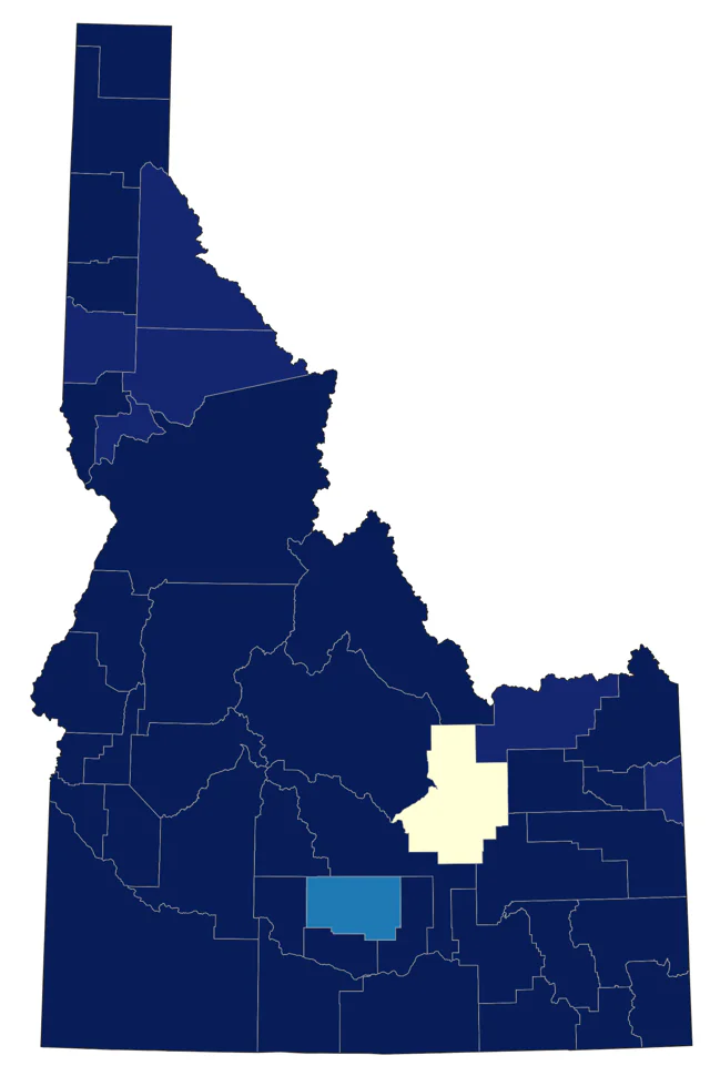 Double-crested Cormorant county map
