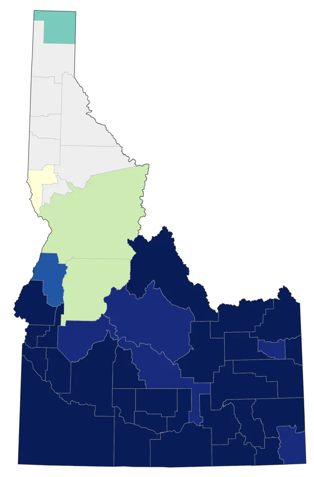 Ferruginous Hawk county map