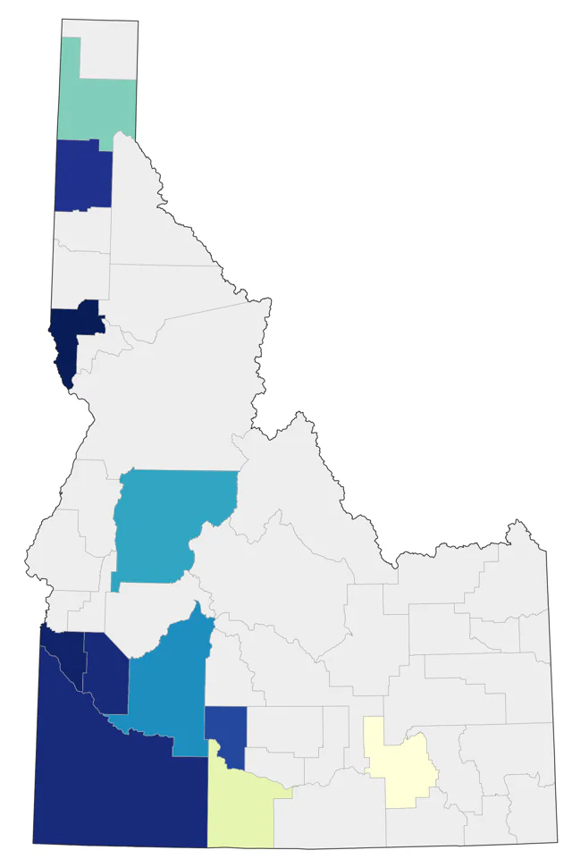 Glaucous-winged Gull county map