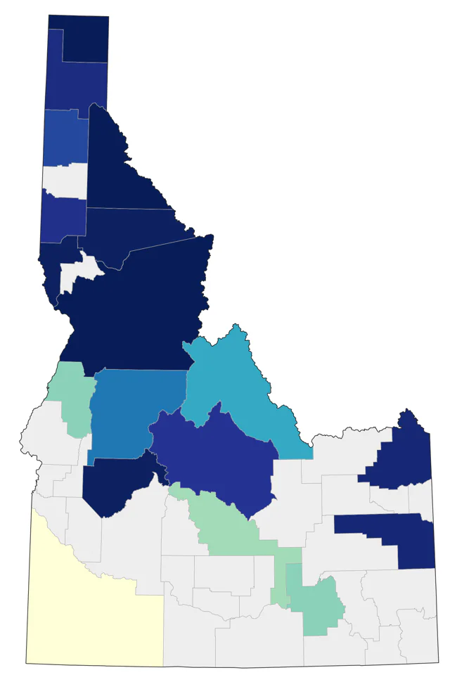 Harlequin Duck county map