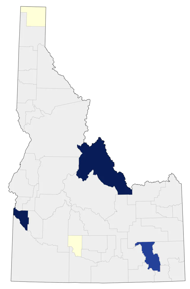 Helmeted Guineafowl county map