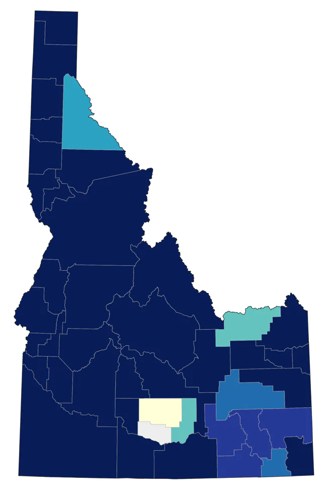 Lewis's Woodpecker county map