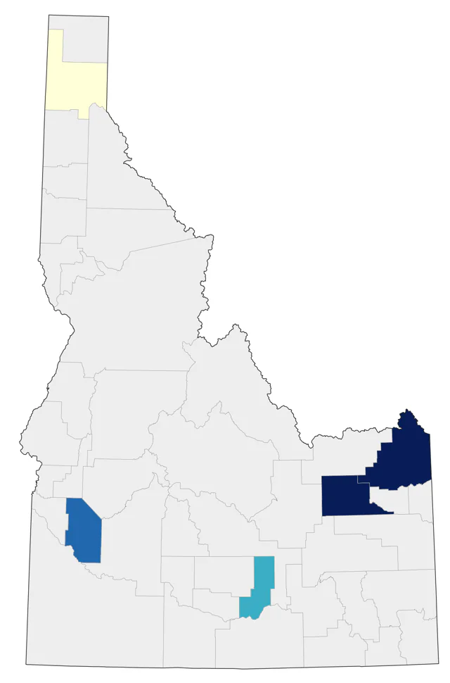 Little Blue Heron county map
