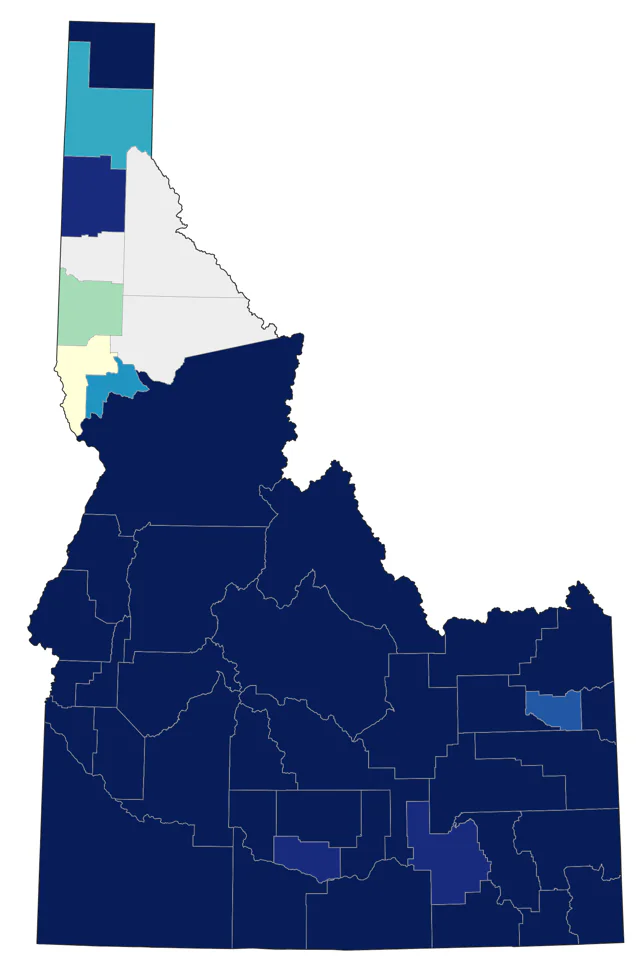 Long-billed Curlew county map