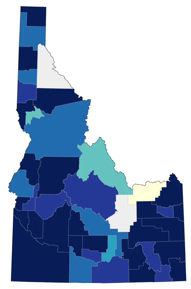 Long-billed Dowitcher county map