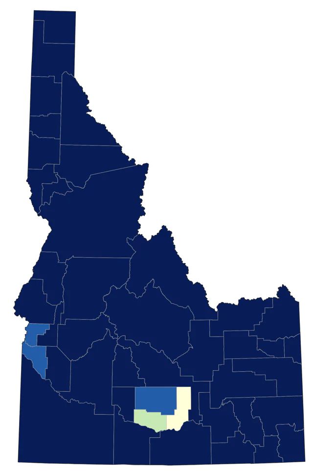 Mountain Bluebird county map