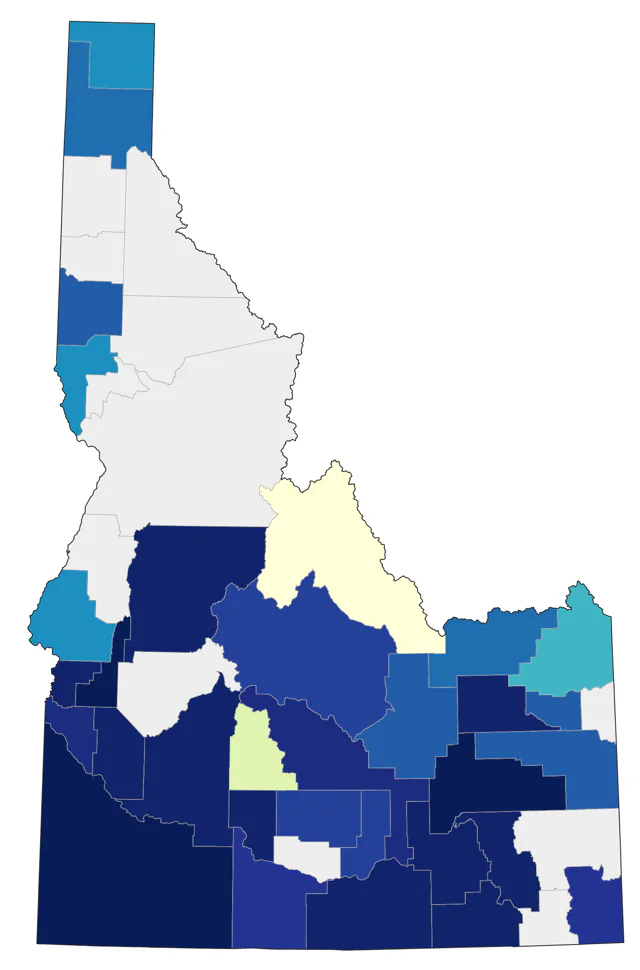 Northern Mockingbird county map