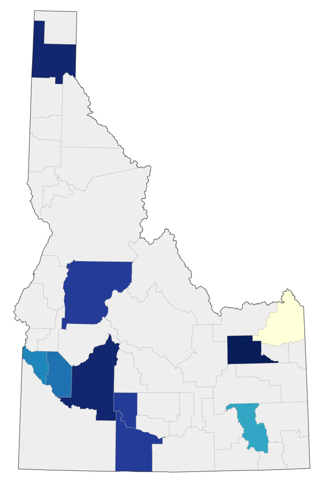 Northern Parula county map