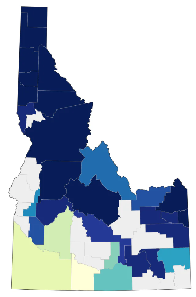 Northern Waterthrush county map