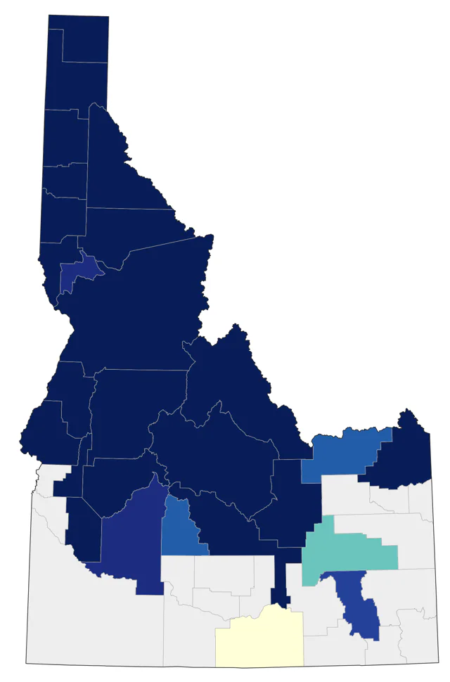 Pileated Woodpecker county map