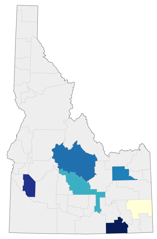 Red-headed Woodpecker county map