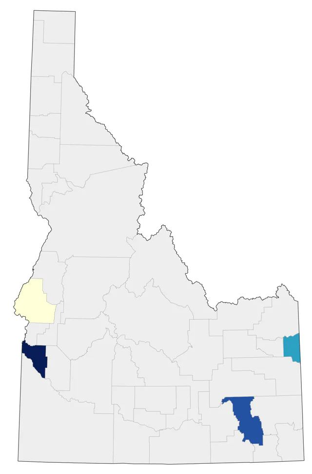 Red Junglefowl county map