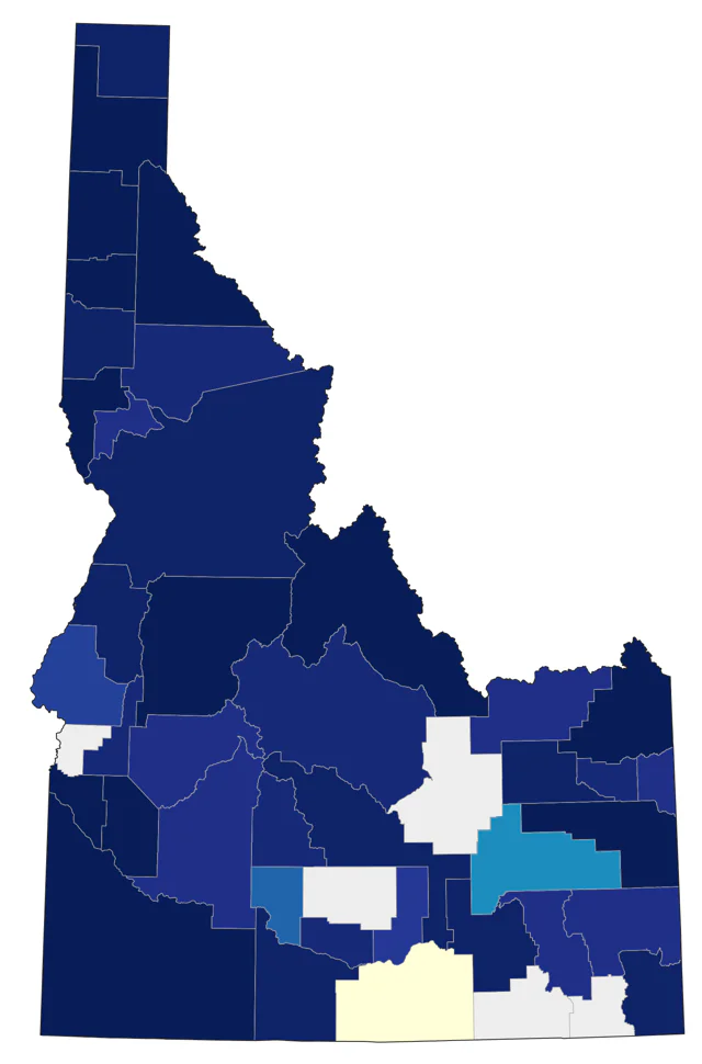 Red-necked Grebe county map