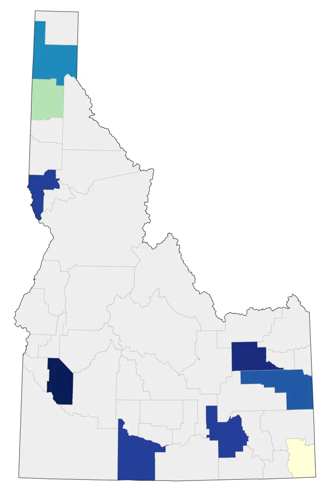 Red Phalarope county map