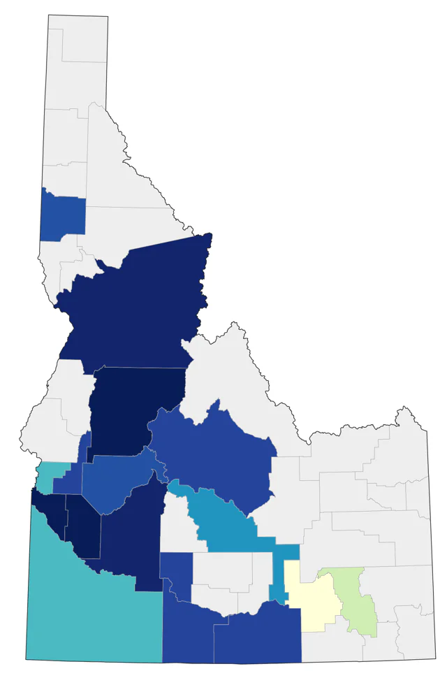 Red-shouldered Hawk county map