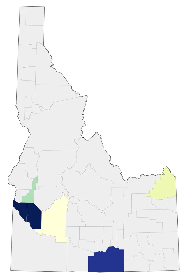 Ruby-throated Hummingbird county map