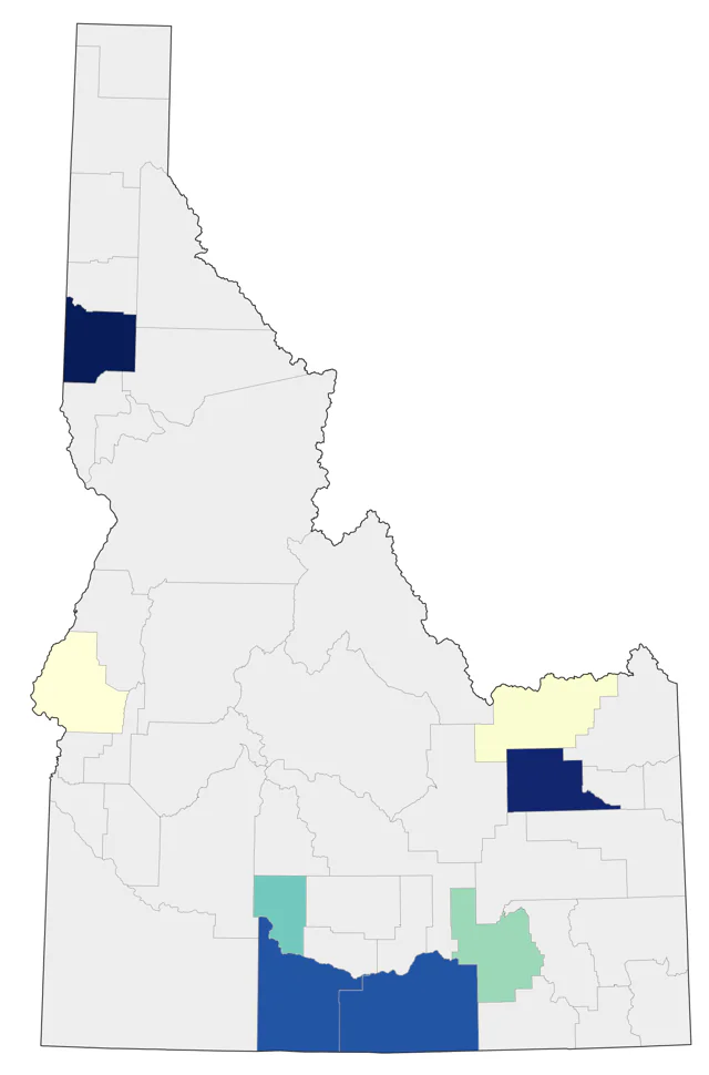 Scissor-tailed Flycatcher county map