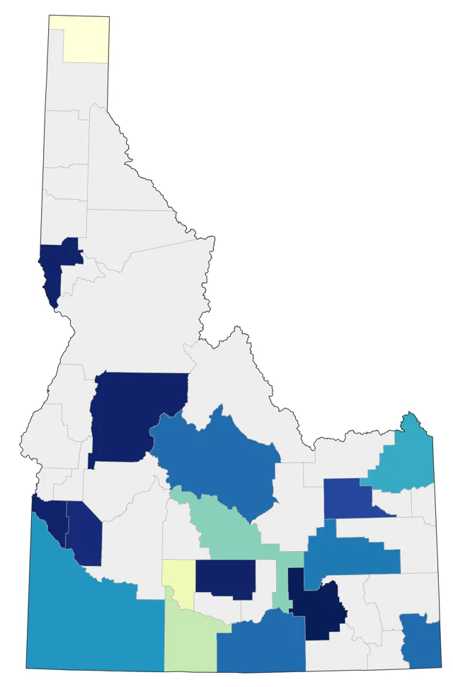 Short-billed Dowitcher county map