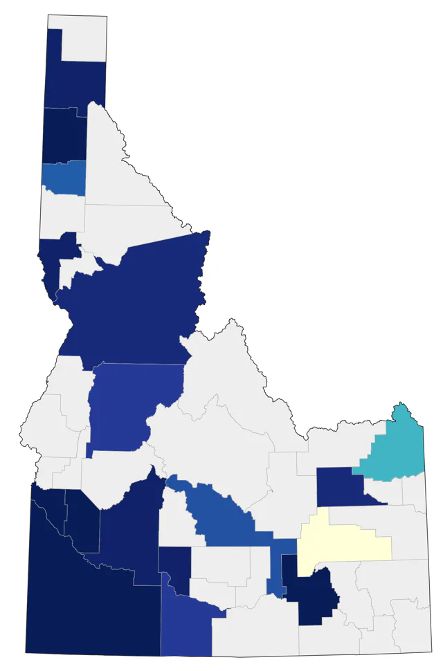 Short-billed Gull county map