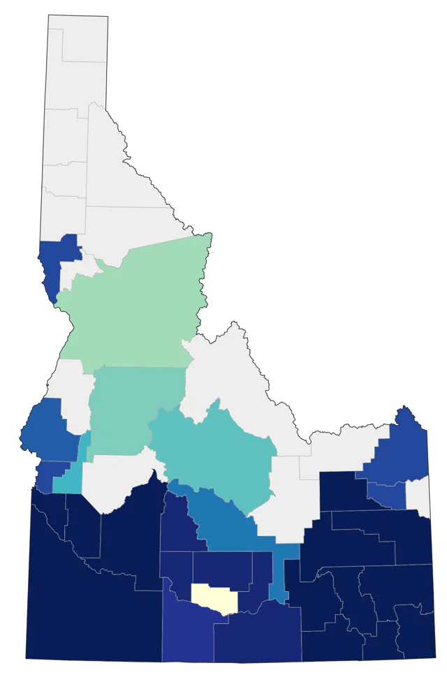 Snowy Egret county map