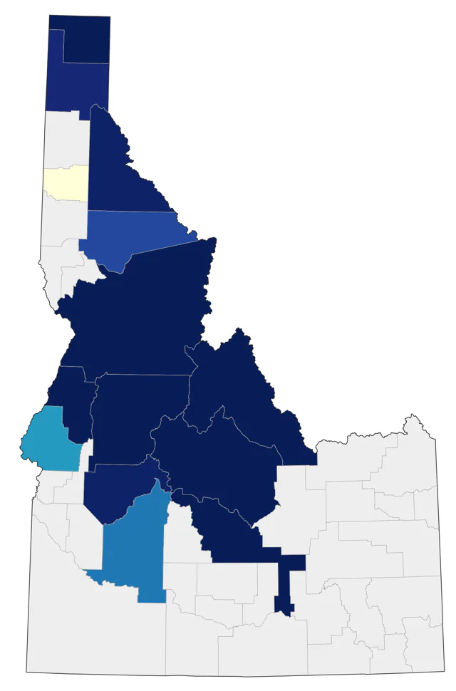 Spruce Grouse county map