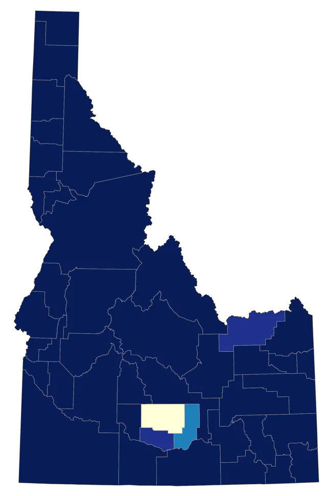 Townsend's Solitaire county map