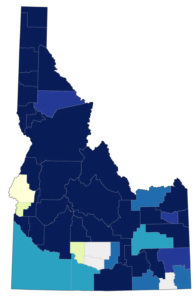 White-breasted Nuthatch county map