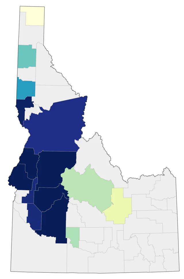 White-headed Woodpecker county map