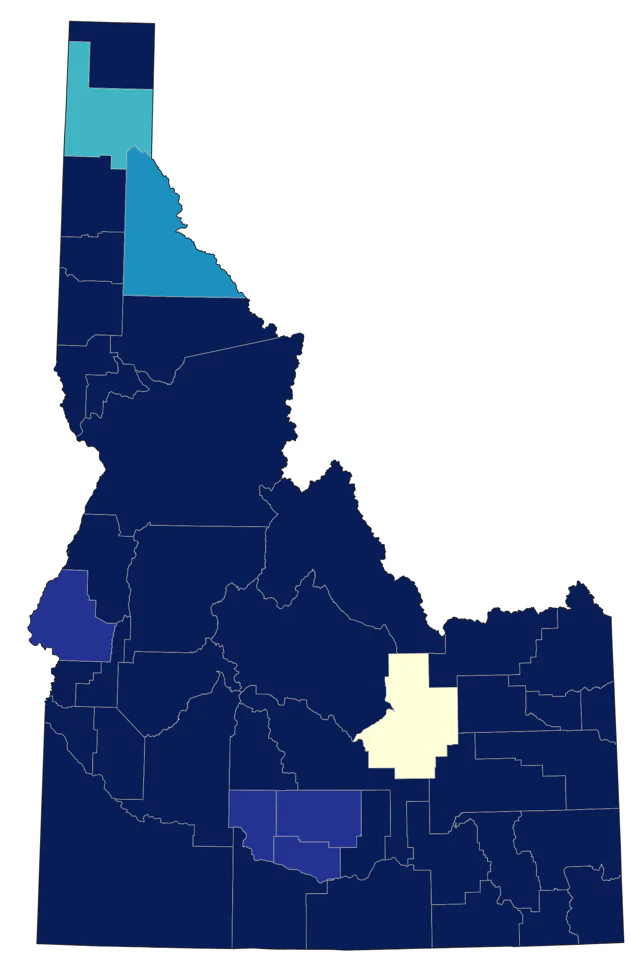 Wilson's Phalarope county map