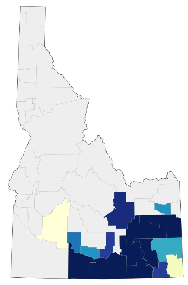 Woodhouse's Scrub-Jay county map
